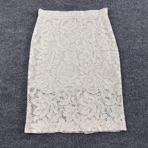 Alexis Skirt Small White Lace Pencil Embroidered Floral Dressy Elegant Chic Work